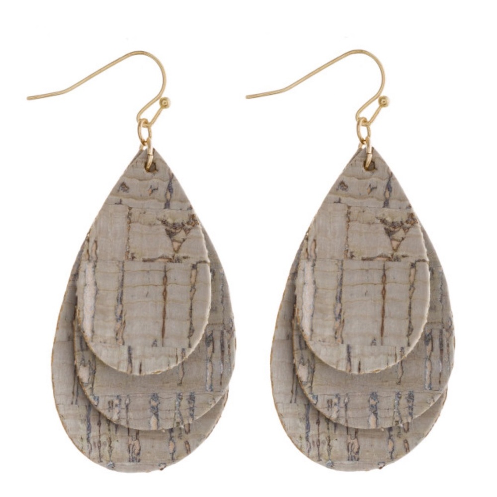 💙4/$20 Trio Layered Cork Inspired Earrings - Picture 2 of 2